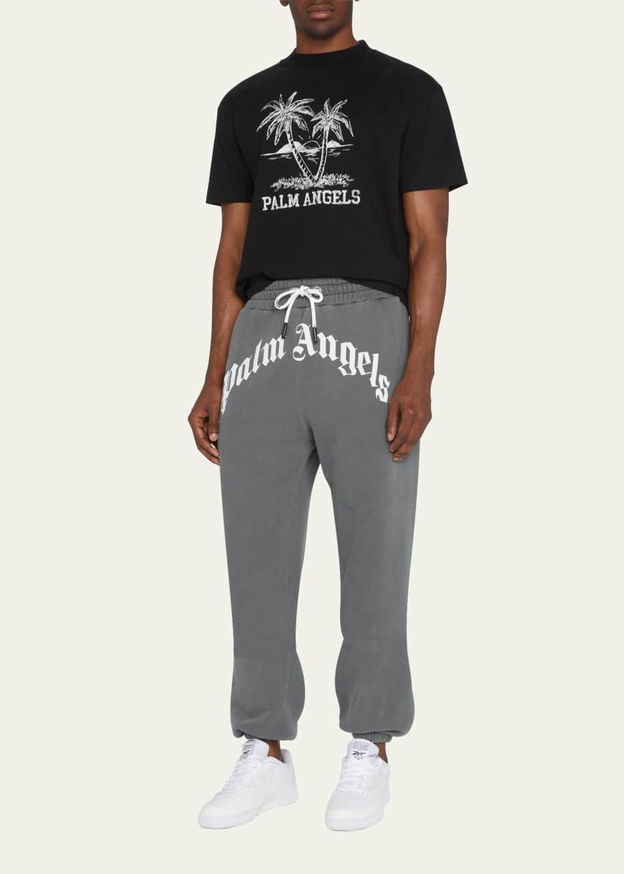 Palm Angels Men's Curved-Logo Sweatpants Bergdorf Goodman