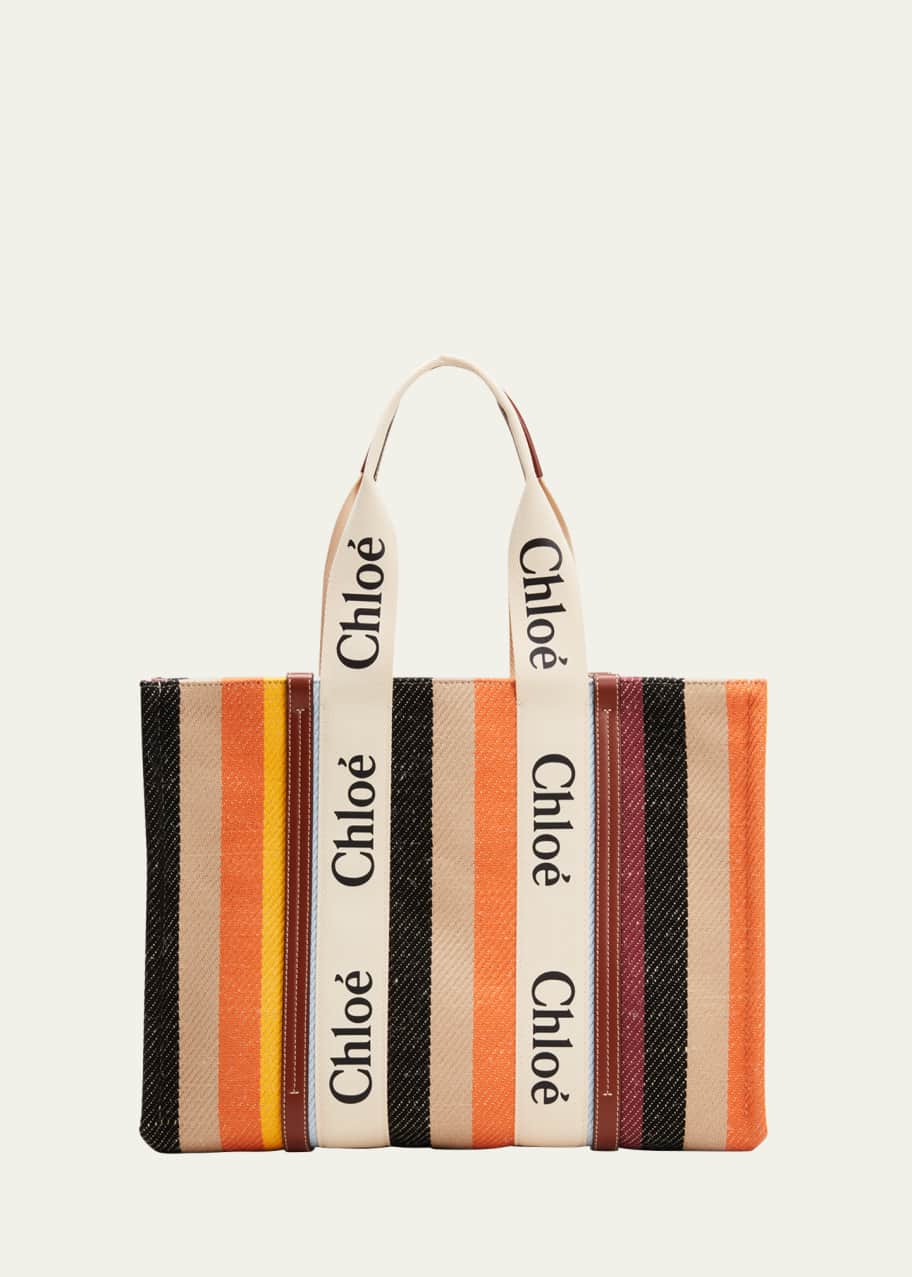 Chloe Woody Large Striped Canvas Tote Bag - Bergdorf Goodman