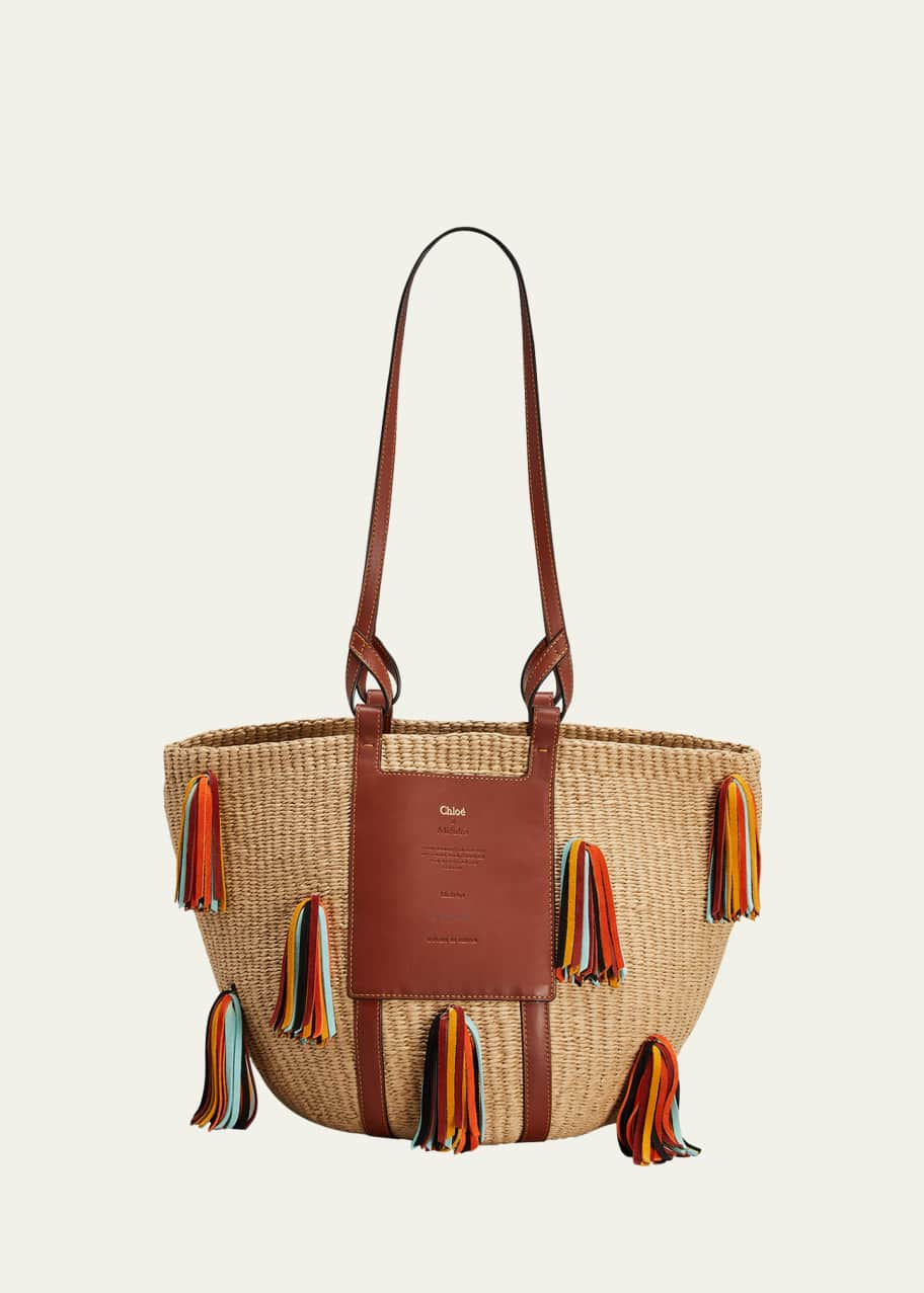 Tassel Bucket Bag, Raffia Tote