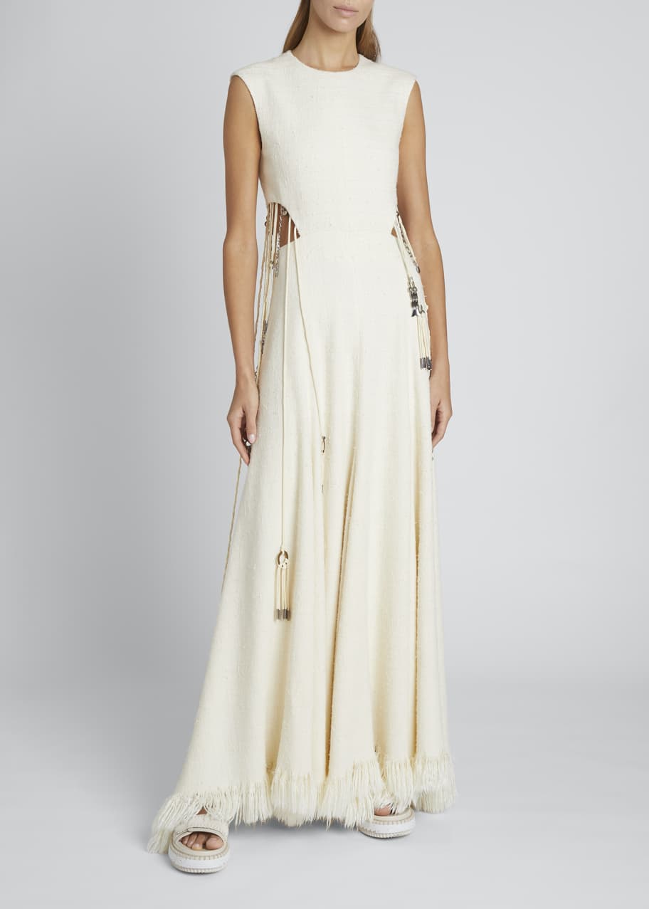 chinese dress ladies Jasmine Fringe Maxi Dress, in Black Luxe Satin, Size: Xs | Show Me Your Mumu main image 1