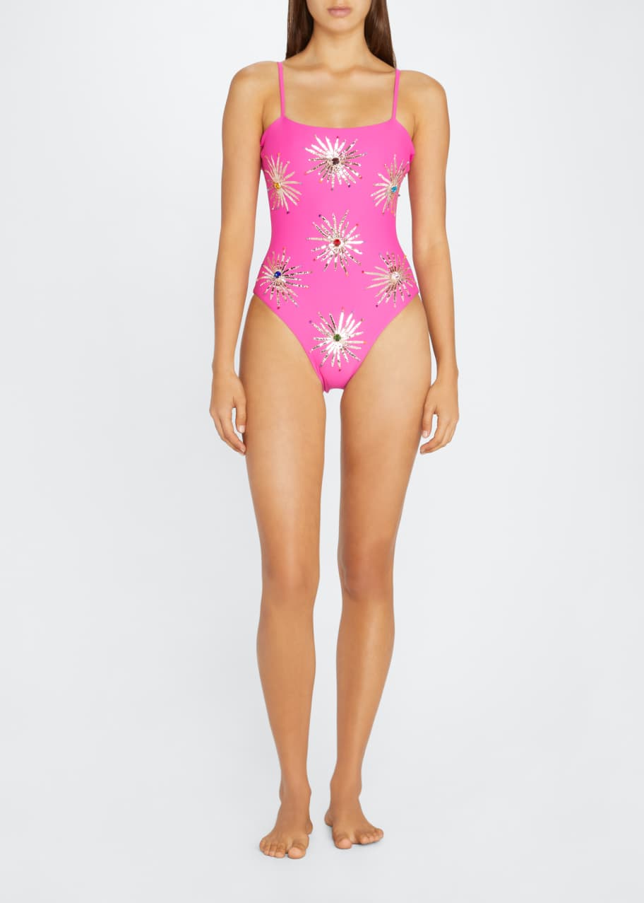 Oceanus Dolly Crystal Embroidery One Piece Swimsuit Bergdorf Goodman