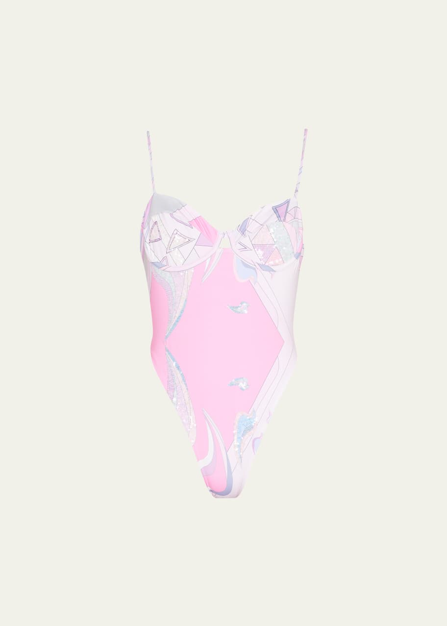Image 1 of 1: Shara Sequined One-Piece Swimsuit