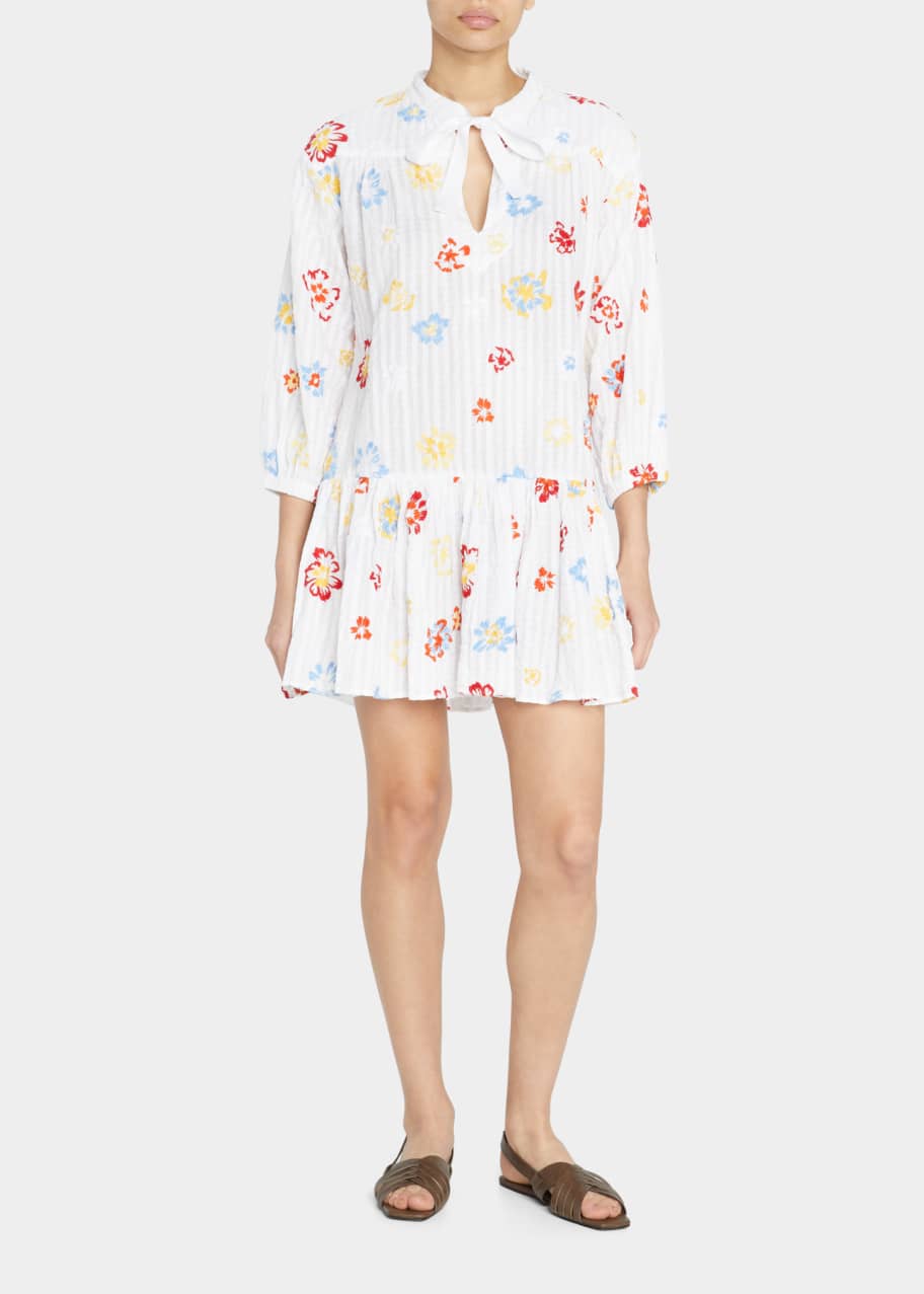 Tanya Taylor Oliana Floral-Embroidered Mini Dress - Bergdorf Goodman