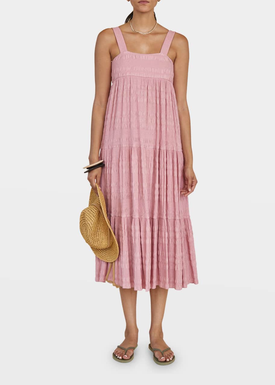 knee length dresses for ladies Hunter Bell Mara Dress in Sky Blue Jacquard