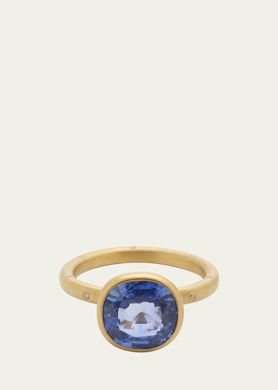 22K Gold Ring with Diamonds and Sapphire