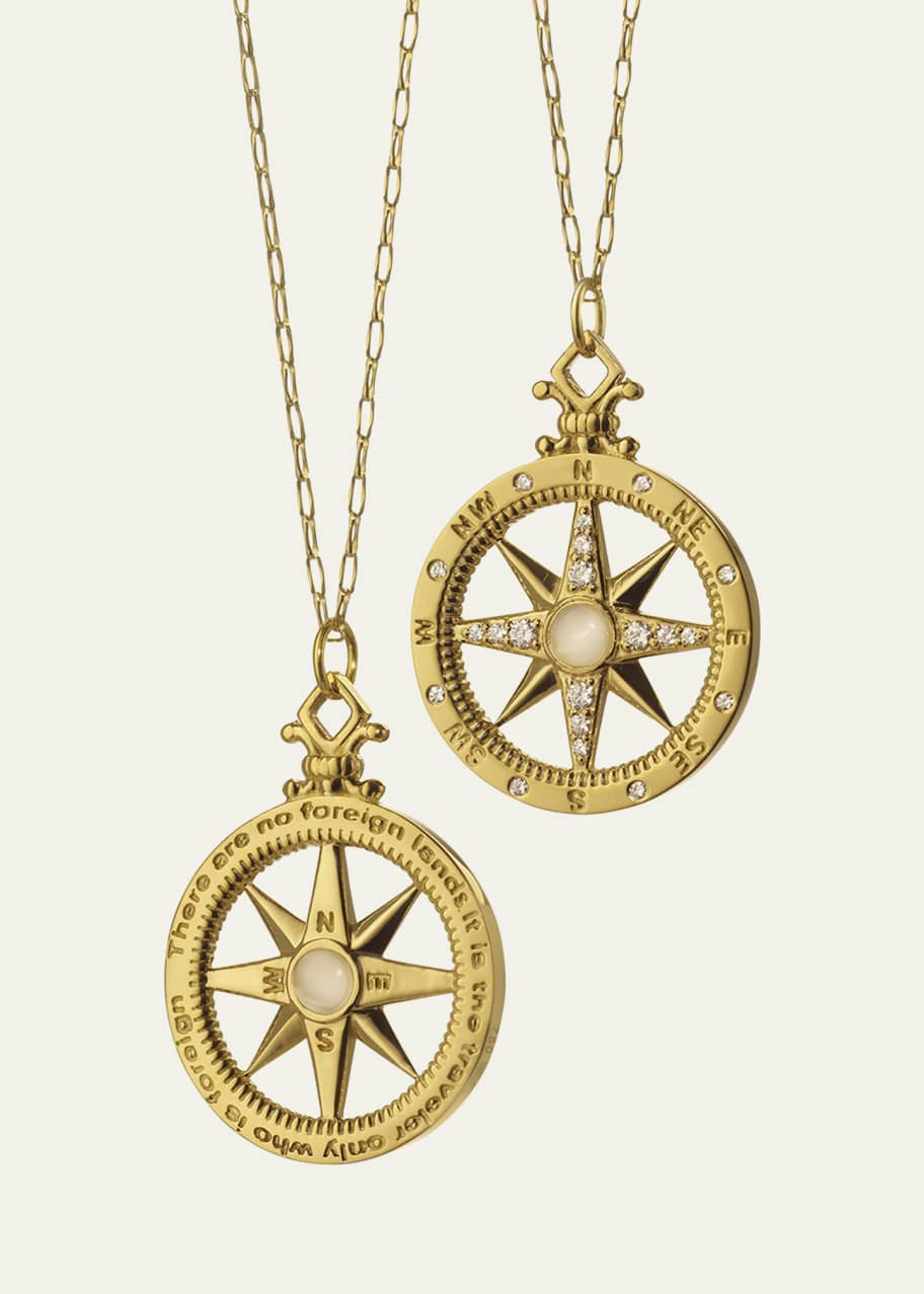 Image 1 of 1: "Adventure" Compass Charm with Diamonds
