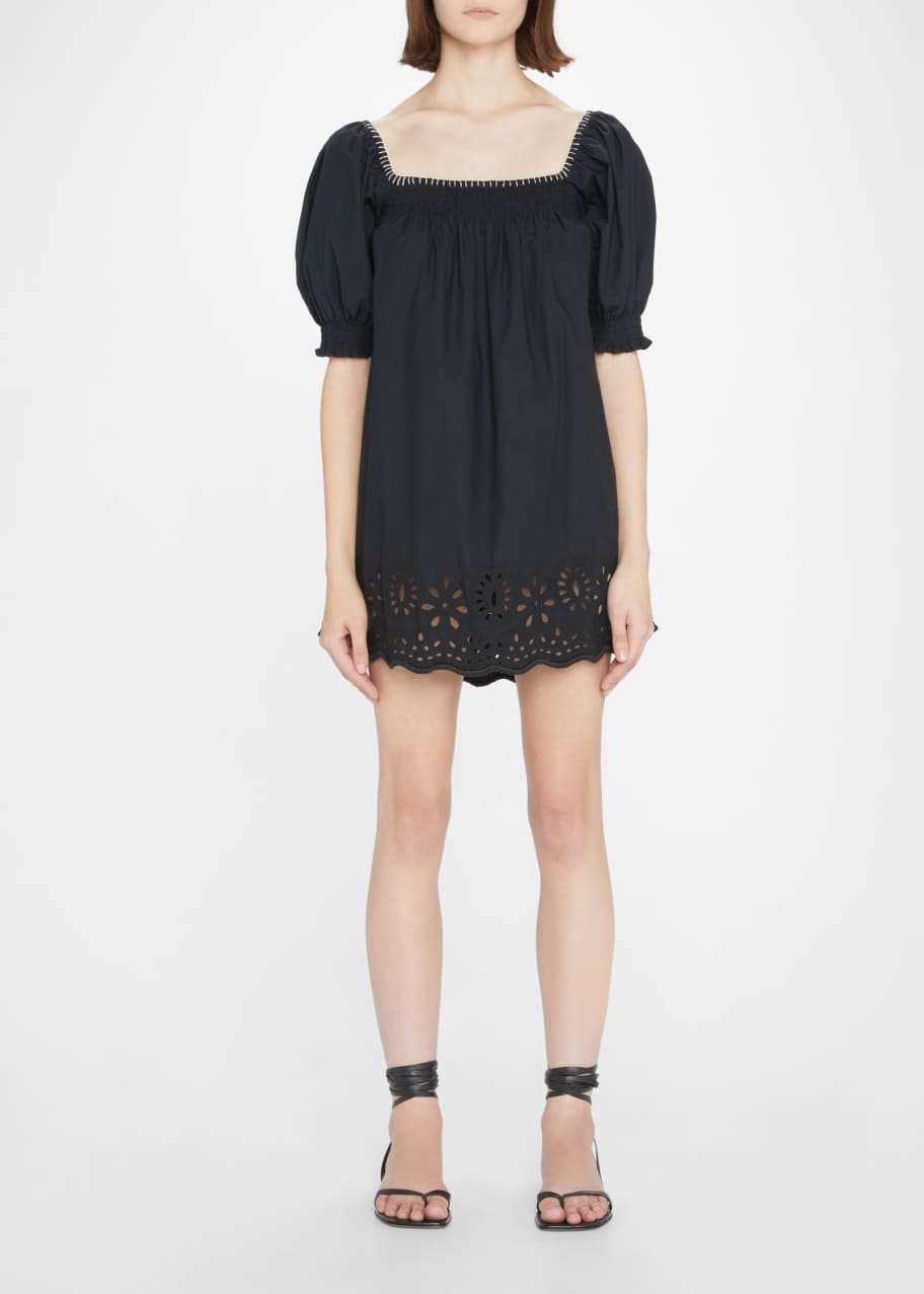 Rhode Evie Square-Neck Eyelet Mini Dress - Bergdorf Goodman