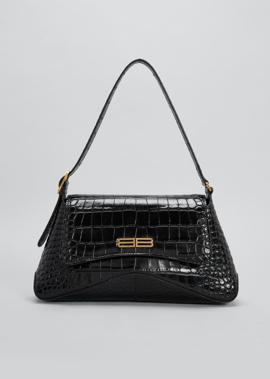 Balenciaga XX Flap Street Croc-Embossed Shoulder Bag - Bergdorf