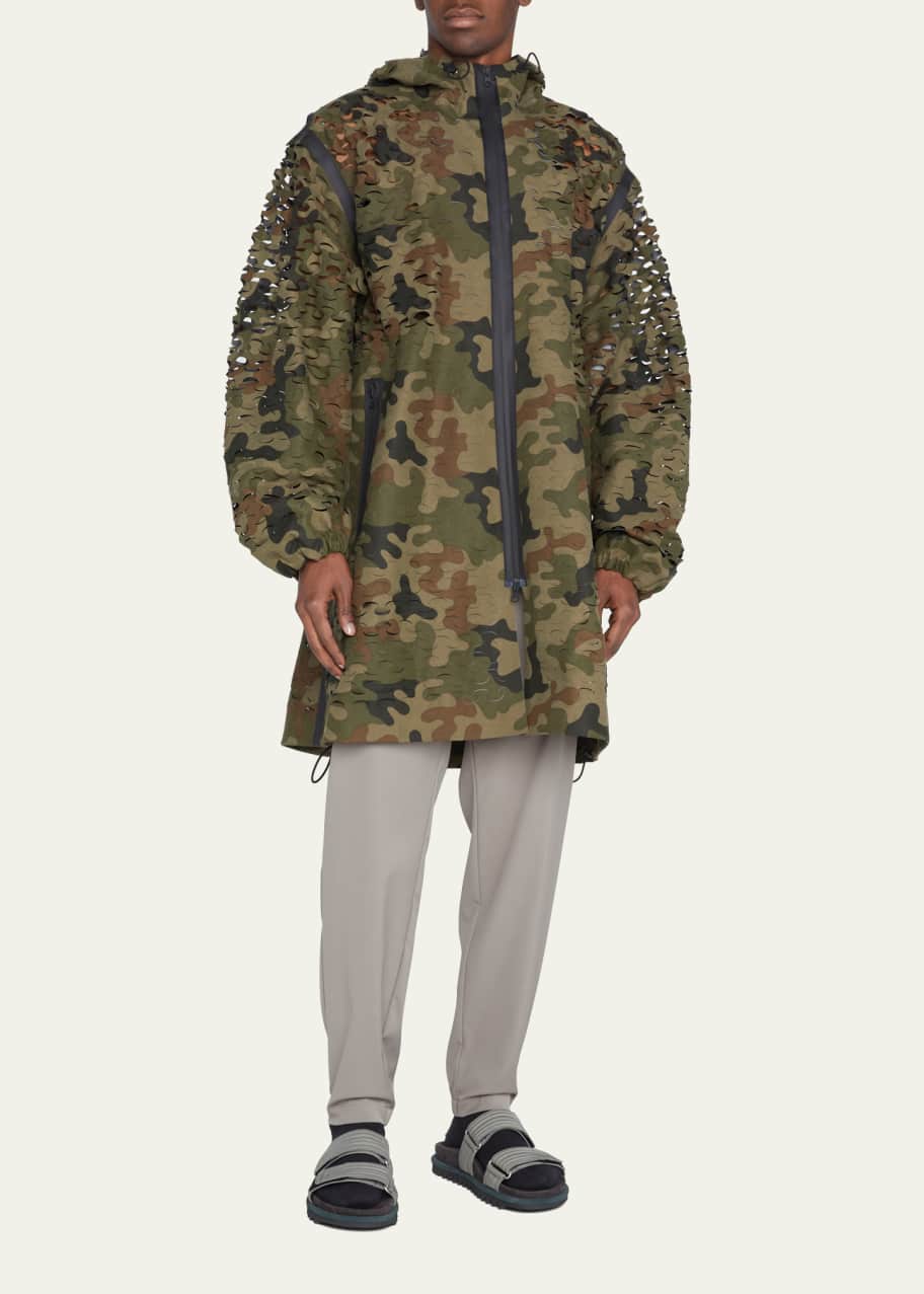 Dries Van Noten Men's Varni Laser-Cut Camo Parka - Bergdorf Goodman