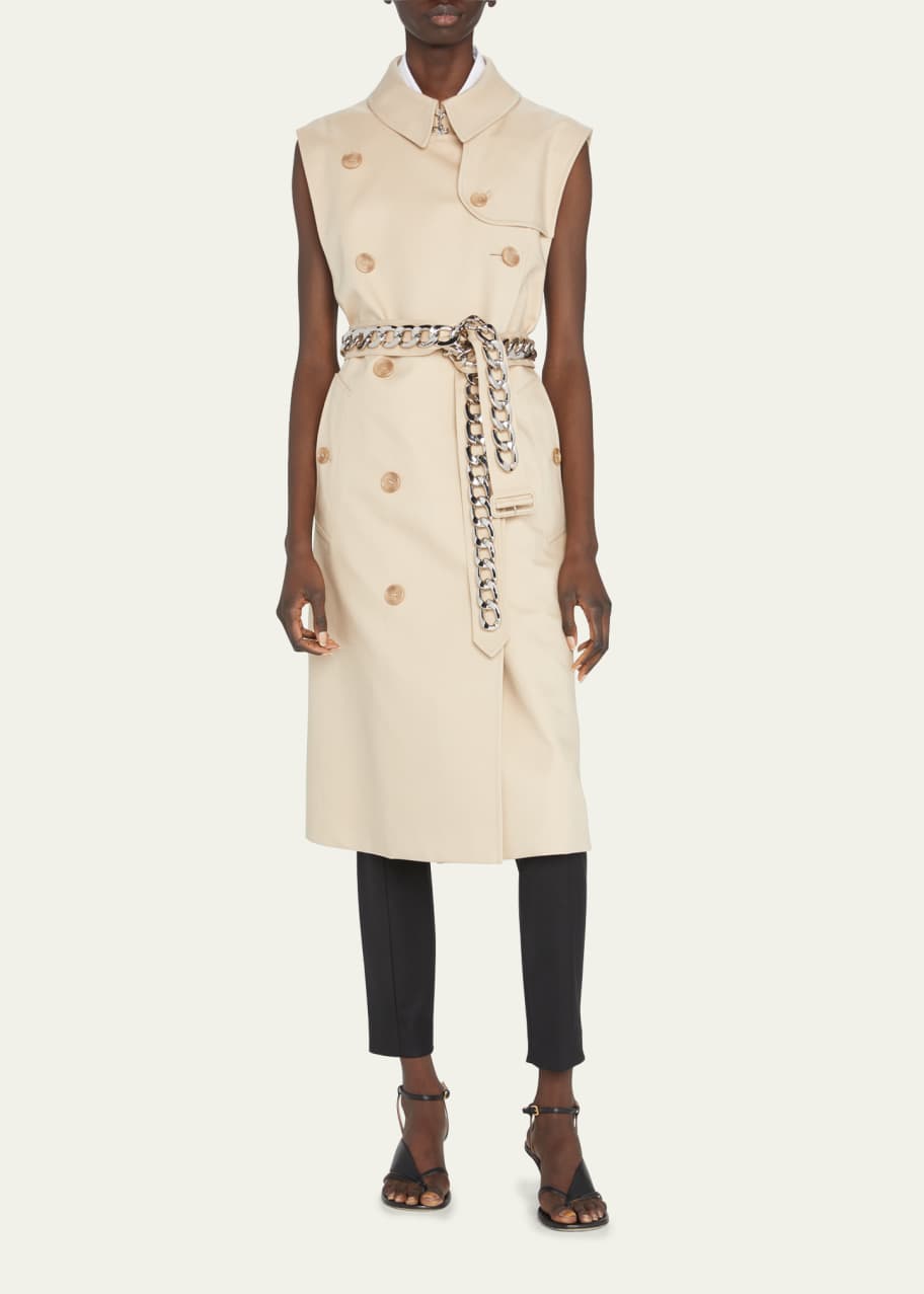 Burberry Chain Belt Sleeveless Trench Coat - Bergdorf Goodman