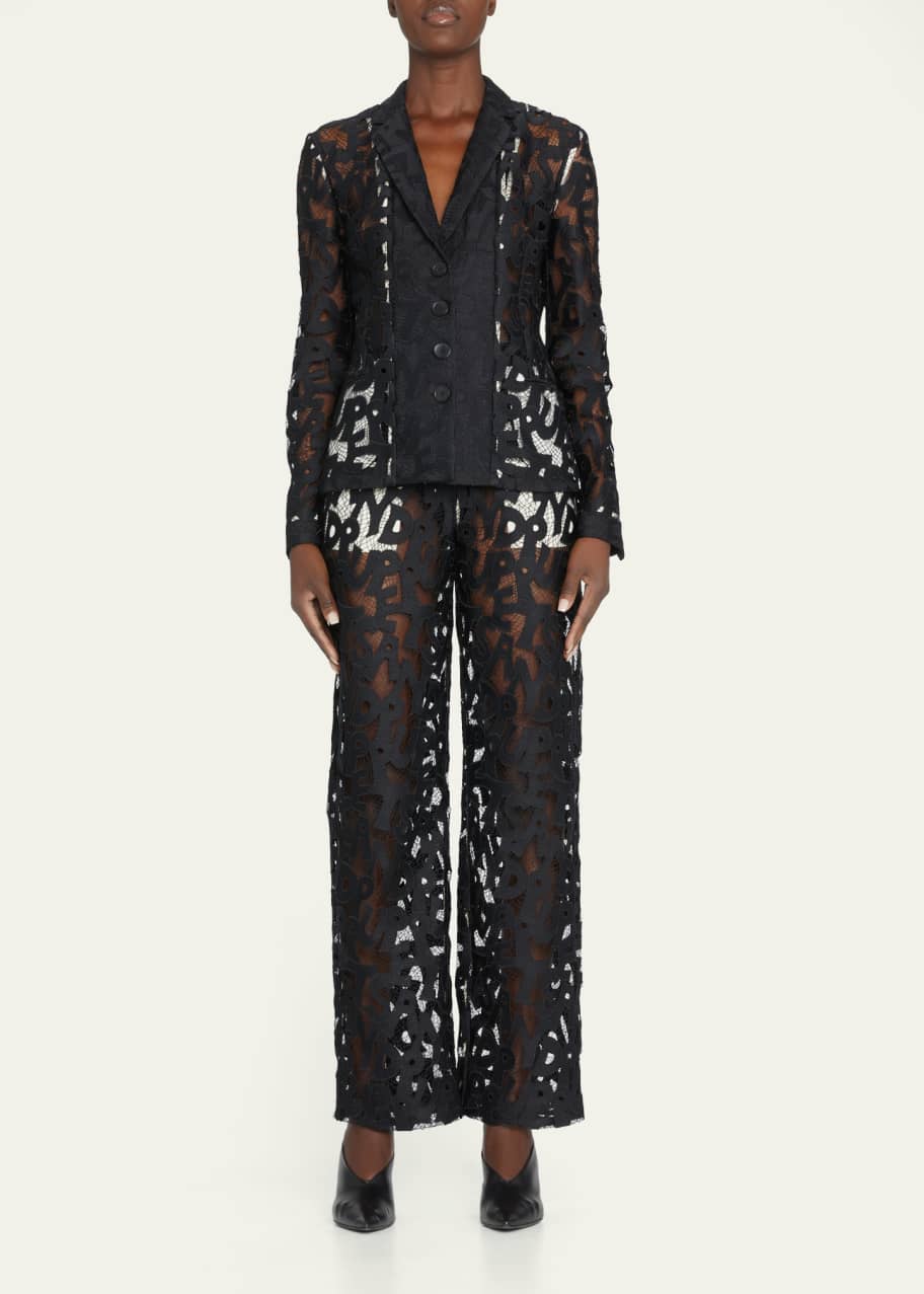 Image 1 of 1: Lace Logo Straight-Leg Pants