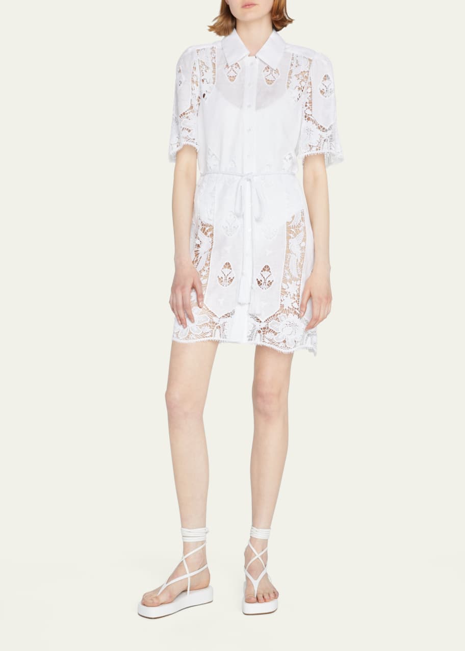 Miguelina Delaney Lace-Inset Button-Down Dress - Bergdorf Goodman