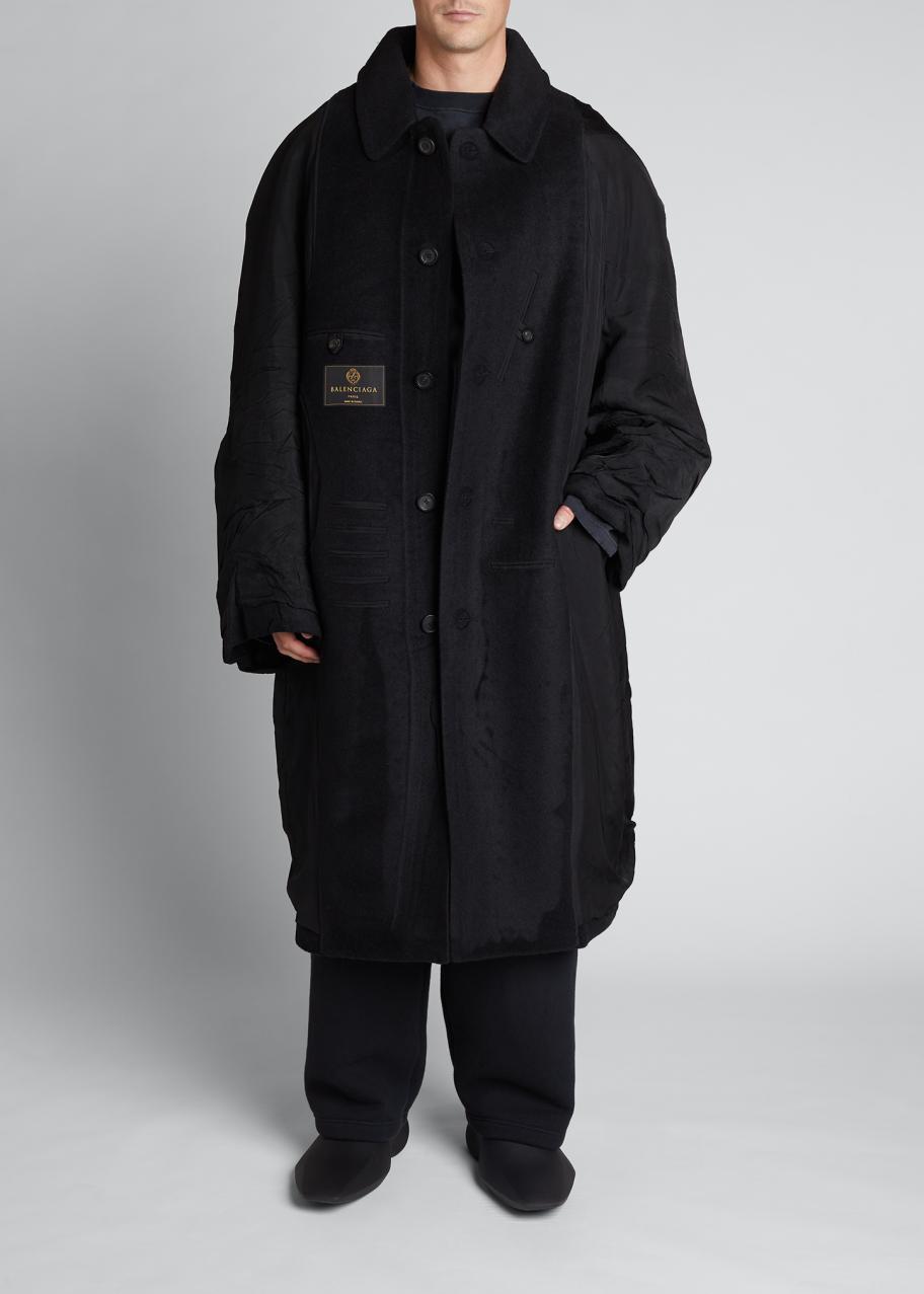 Balenciaga Men's Brushed Wool Inside-Out Overcoat - Bergdorf Goodman