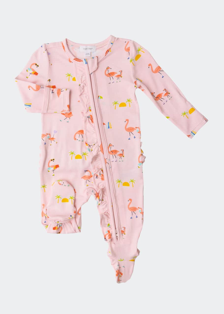 Girl s Boardwalk Flamingo Ruffle Footie Pajamas Size Newborn 9M