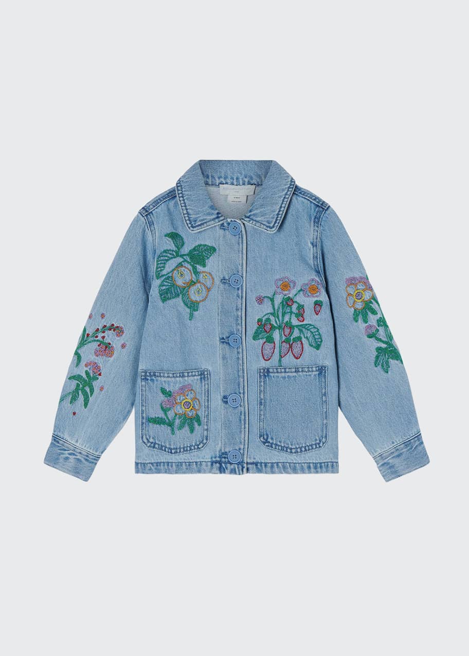 Stella McCartney Girl's Denim Jacket w/ Floral Embroidery, Size 4-14 ...