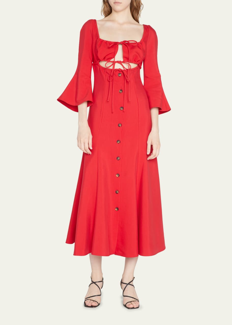 strapless open back dress Patti Dress in Lipstick Red