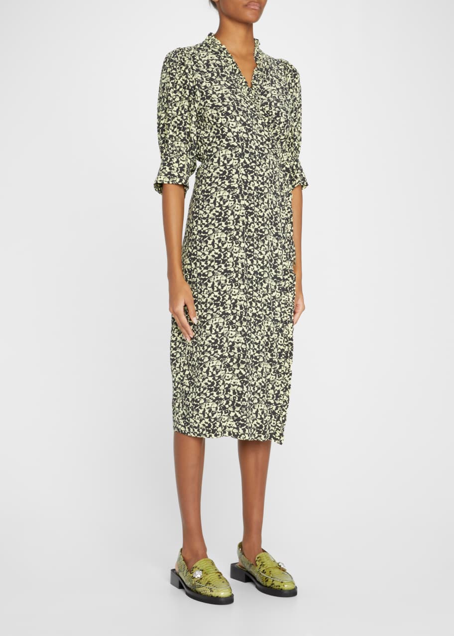 Ganni goldstone store crepe egret