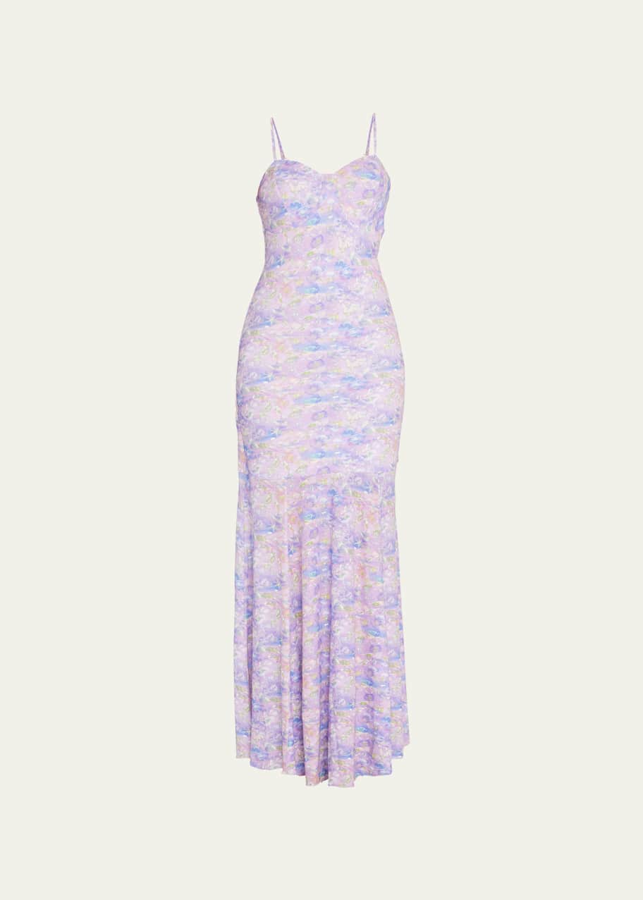 slim fit dress slacks Women Floral Printed Pure Cotton Fit and Flare Maxi Dress L / Brown main image 1