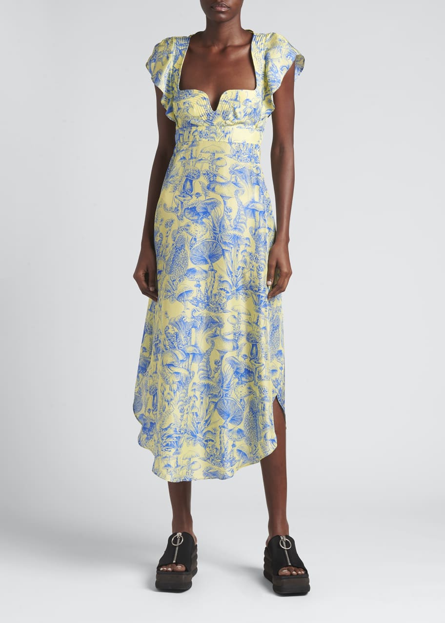 Stella McCartney Mushroom-Print Silk Midi Dress - Bergdorf Goodman