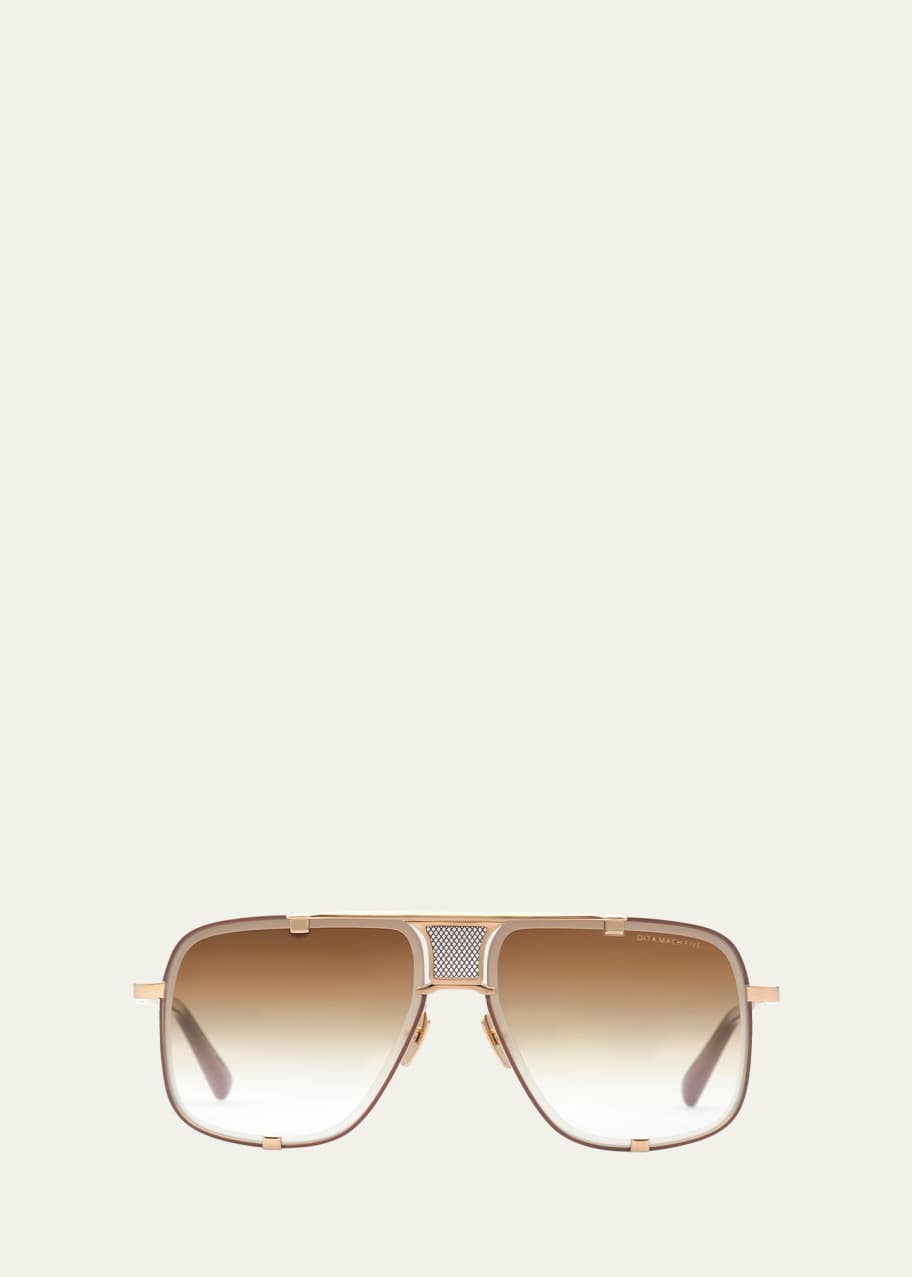Image 1 of 1: Men's Mach Five Metal-Acetate Aviator Sunglasses