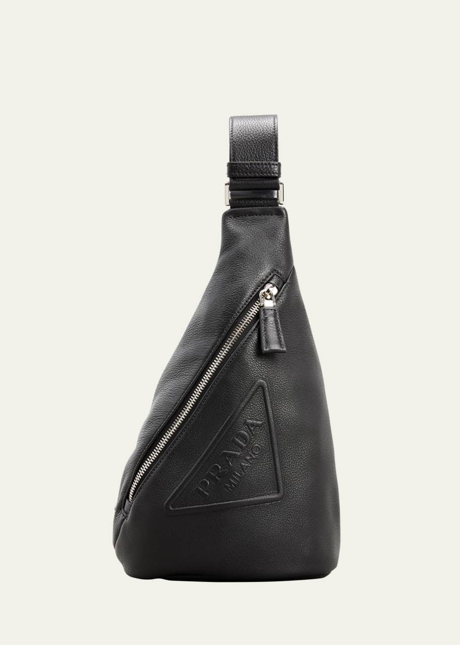 Prada Men's Leather Triangle Logo Sling Crossbody Bag - Bergdorf Goodman