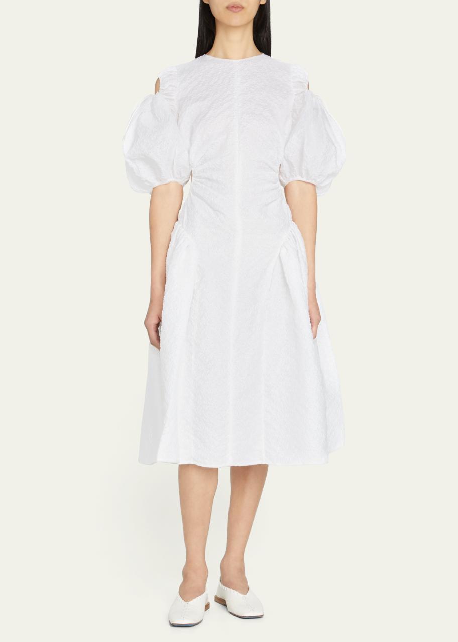 【新品未使用】cecilie bahnsen DAMARAスカート 白 Cecilie Bahnsen Jacquard Cutout Puff-Sleeve Dress with Paneled