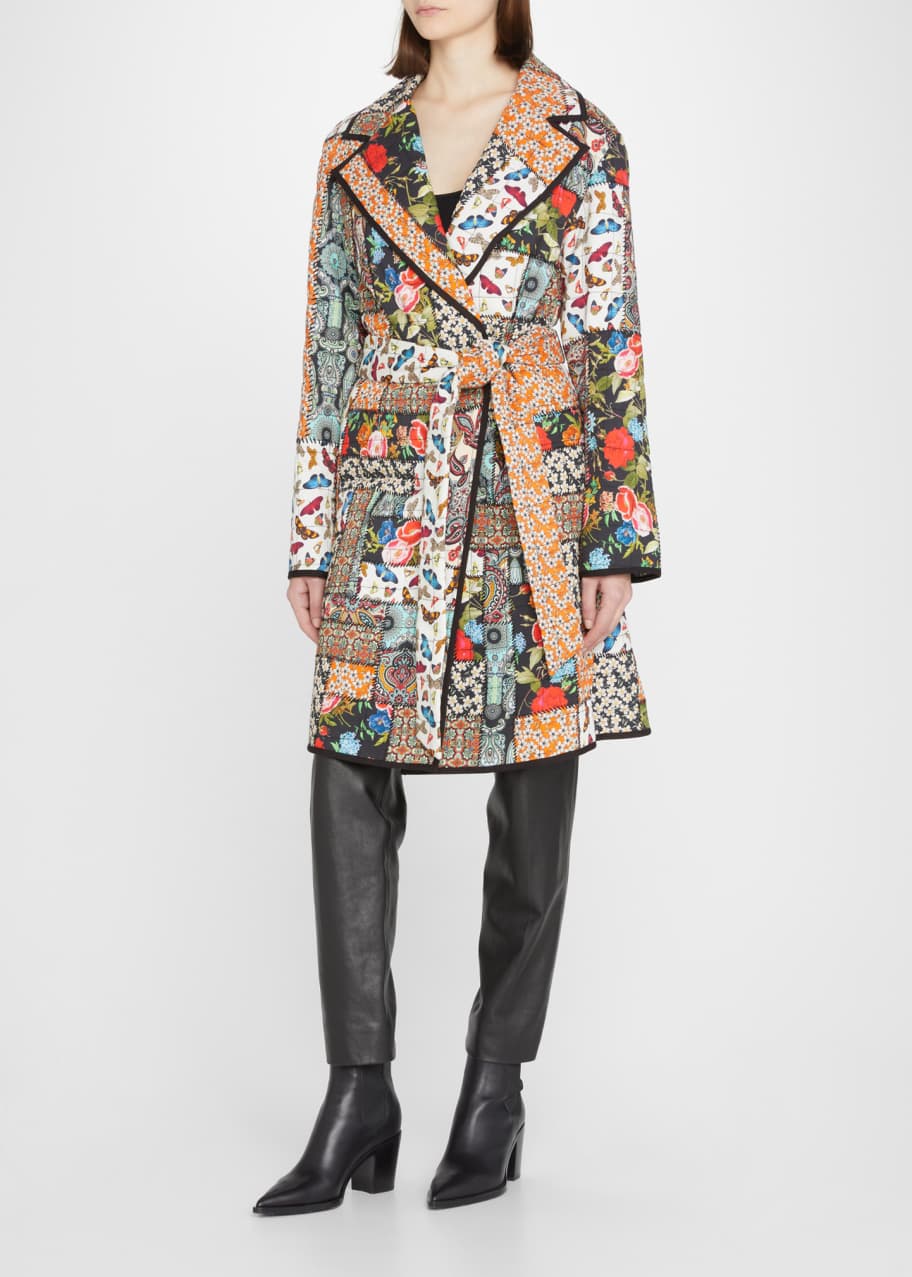 Alice Olivia Moya A Line Quilted Patchwork Coat Bergdorf Goodman