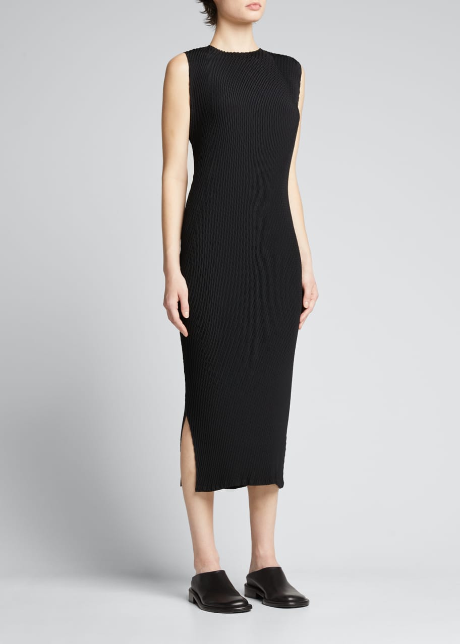 Rhombus Pleats Body Con Midi Dress