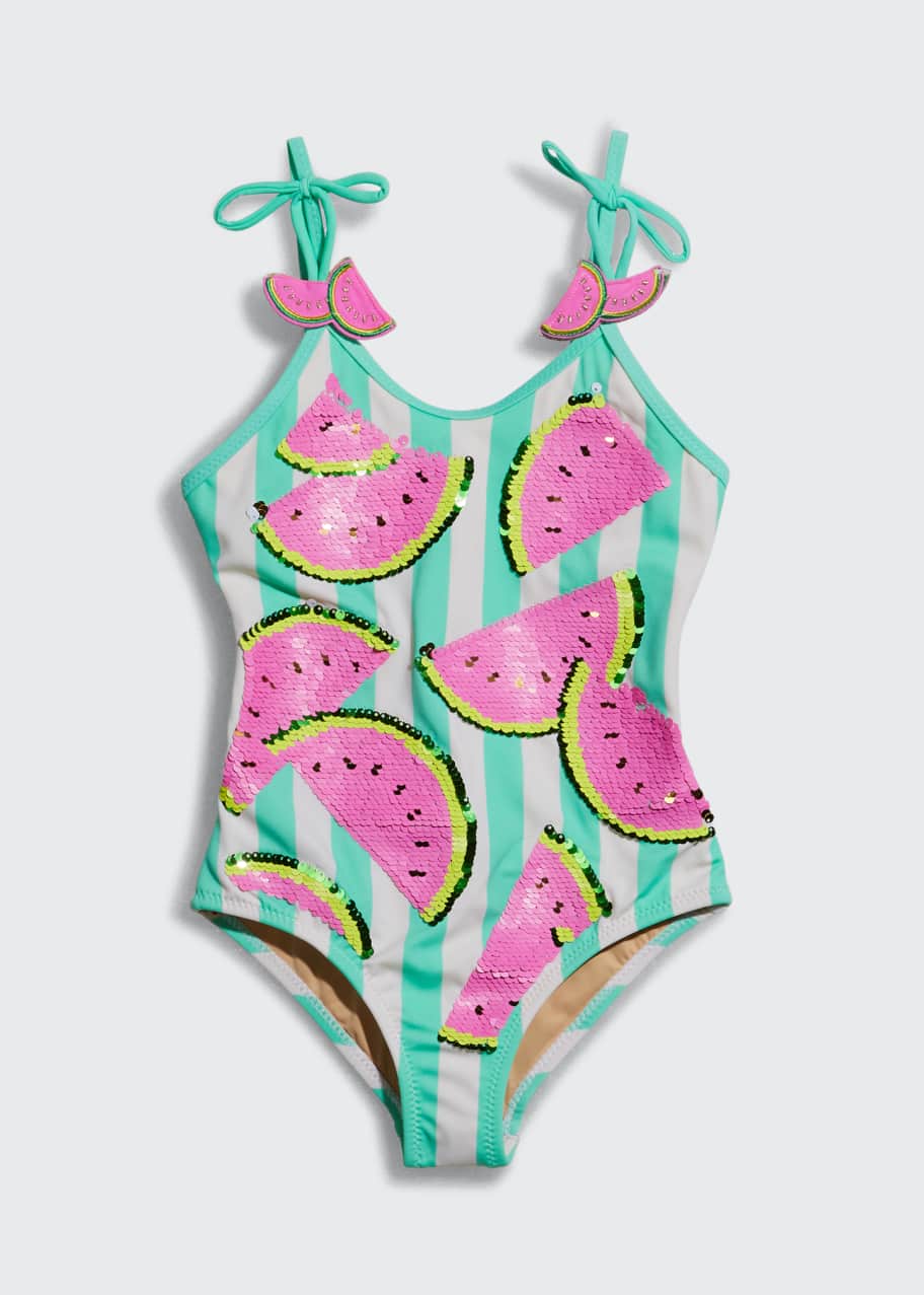 Shade Critters Girl s Watermelon Flip Sequin One Piece Swimsuit Size 3 14 Bergdorf Goodman