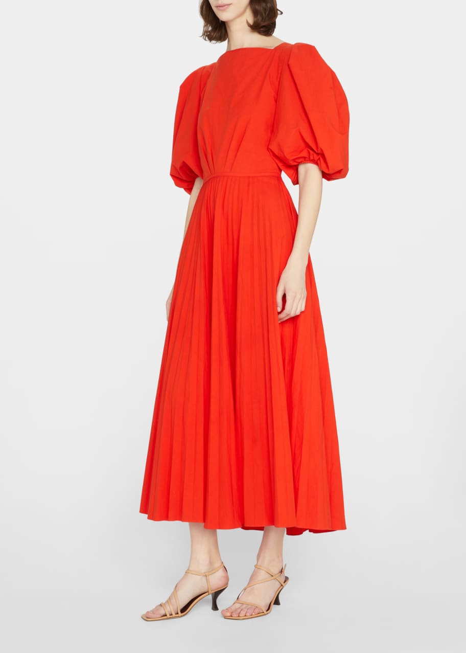 strapless open back dress Red Scattered Midi Dress