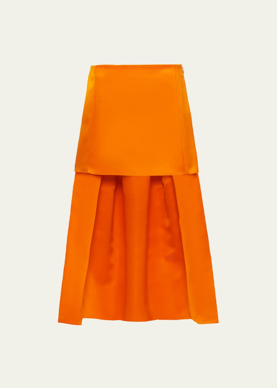 Image 1 of 1: Satin Mini Skirt w/ Pleated Train