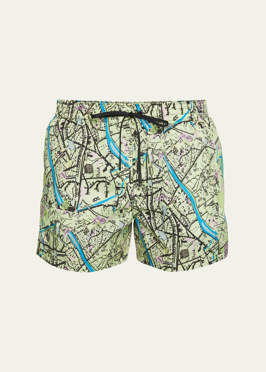 Fendi Men's Roma Map Swim Shorts Bergdorf Goodman
