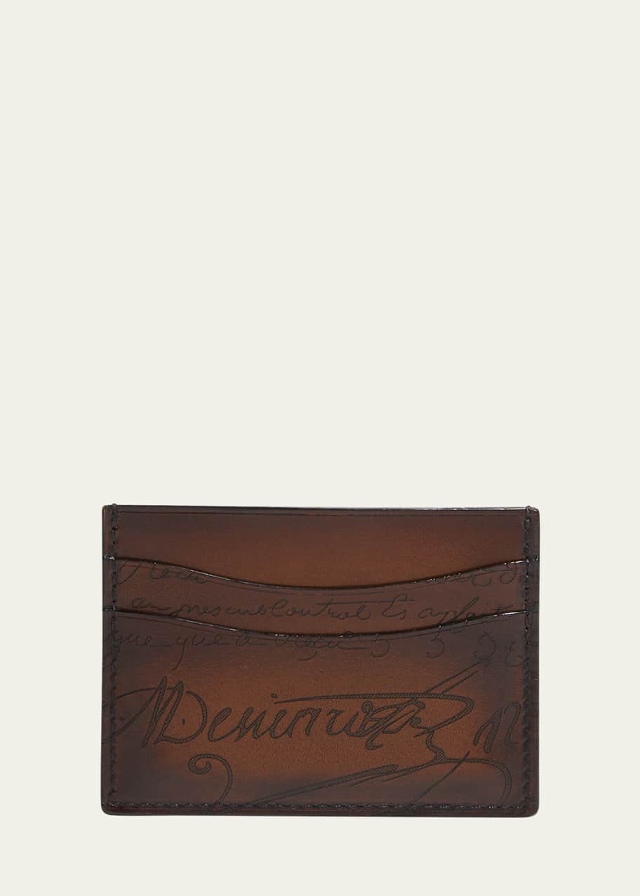 Image 1 of 1: Men's Bambou Scritto Leather Card Case