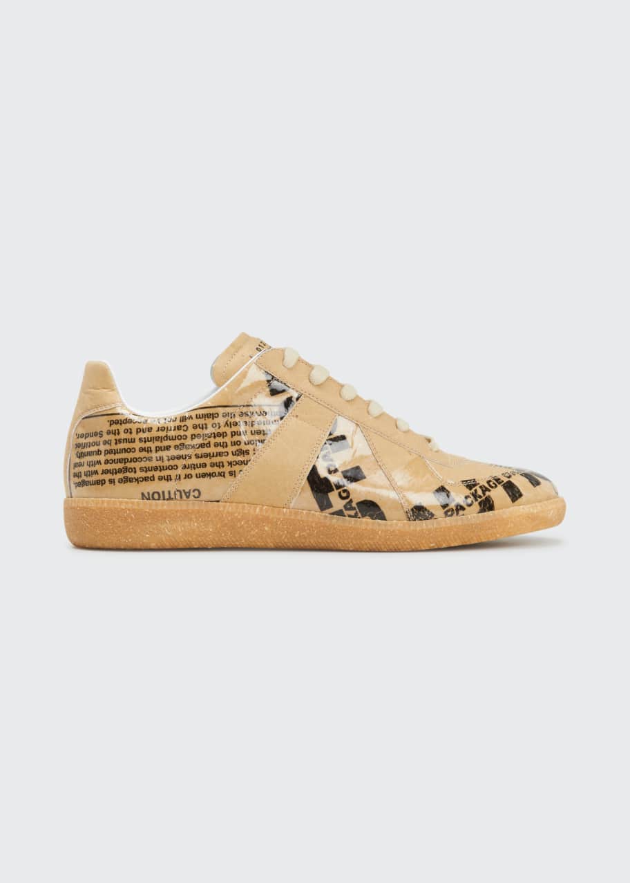 Maison Margiela Men's Evolution Leather-Canvas Low-Top