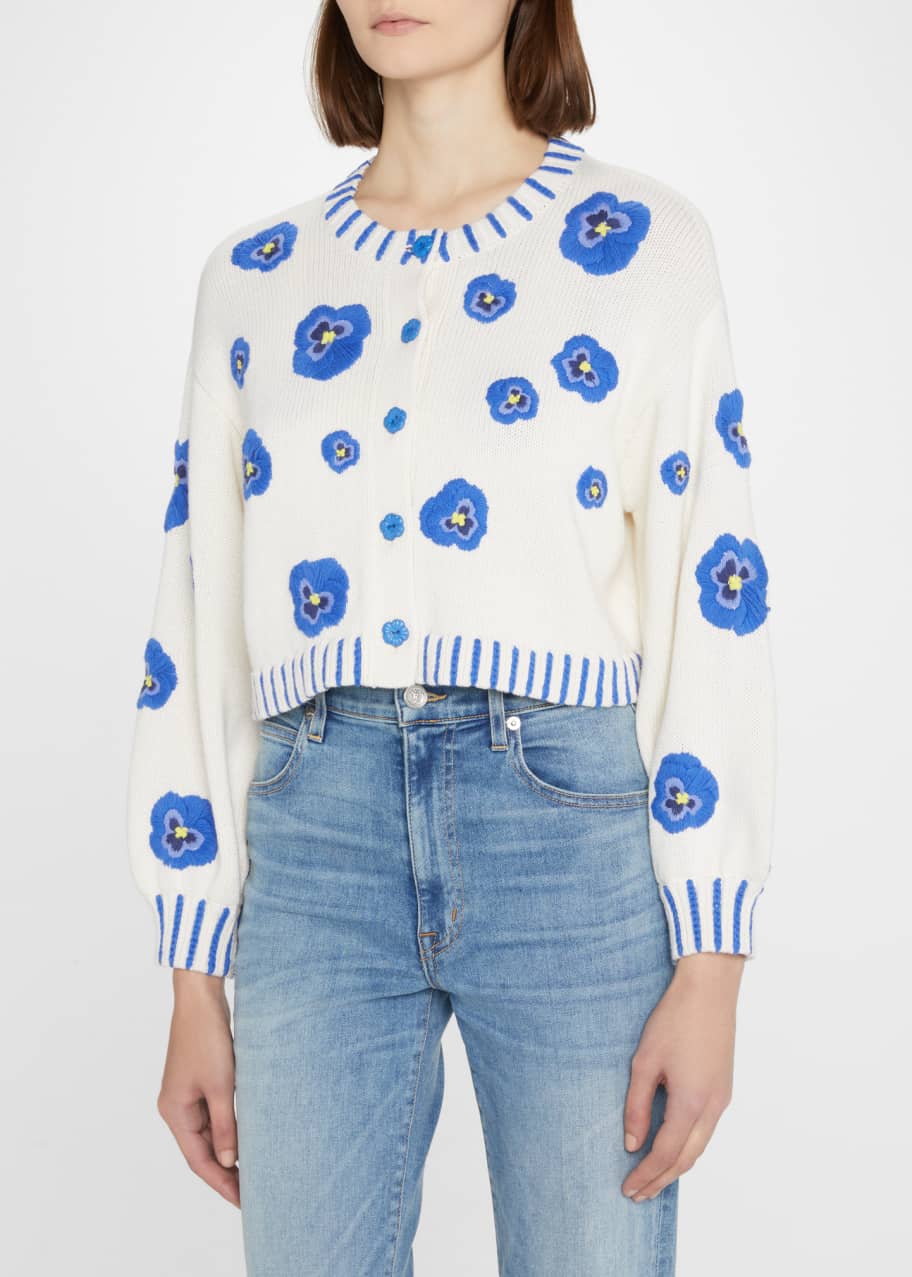 Alice + Olivia Brigid Embroidered Cropped Cardigan - Bergdorf Goodman