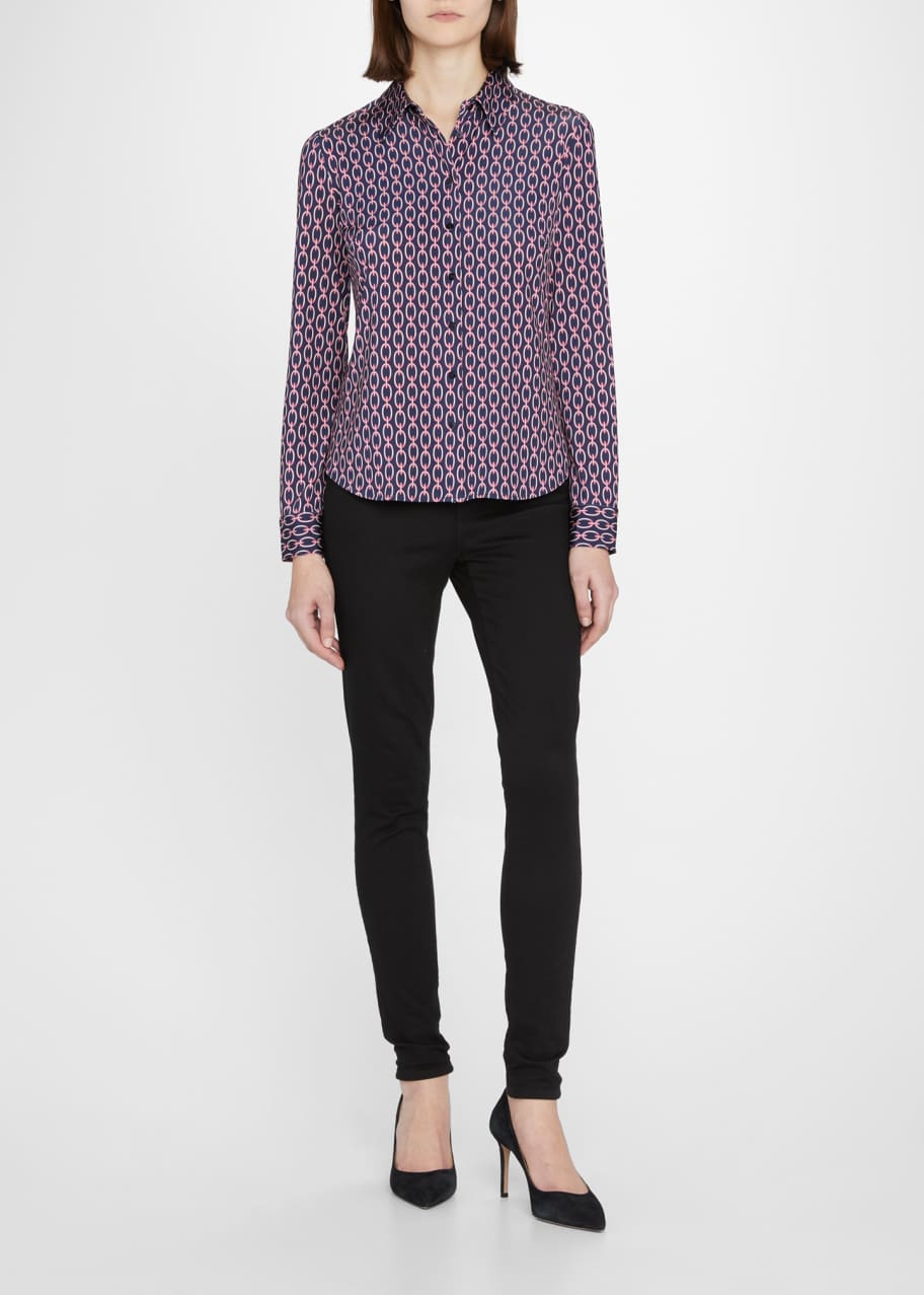 L'Agence Harmony Long-Sleeve Chain-Link Blouse - Bergdorf Goodman