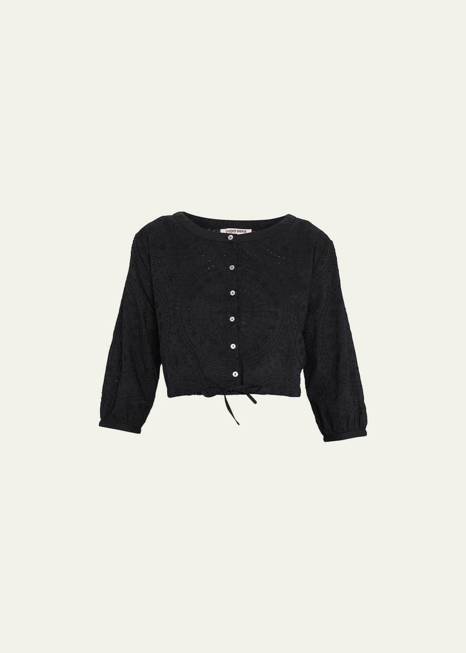 EMPORIO SIRENUSE Falling Stars New Jinny Embroidered Eyelet Crop Top ...