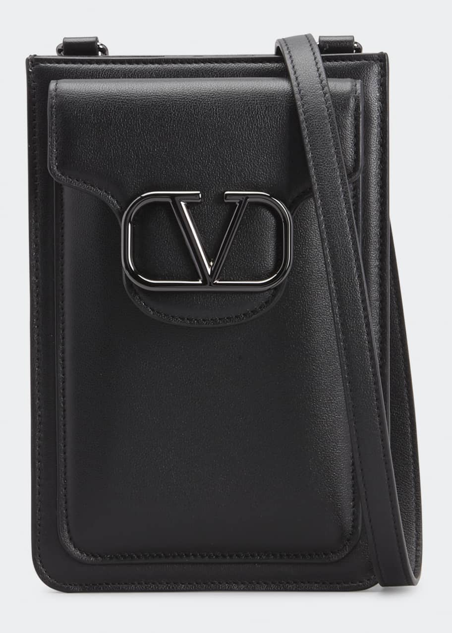 Valentino Garavani Men's V-Logo Leather Pouch Bag w