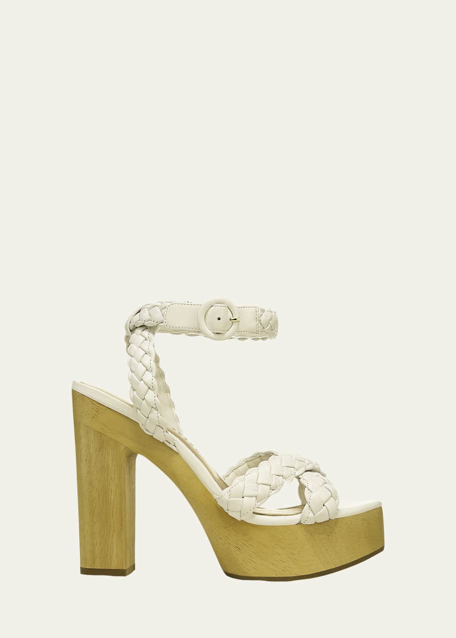 Veronica Beard Gael Braided Ankle-Strap Platform Sandals - Bergdorf Goodman