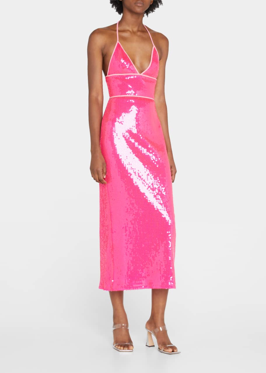 david koma sequined midi dress Sequined tulle midi dress - burgundy