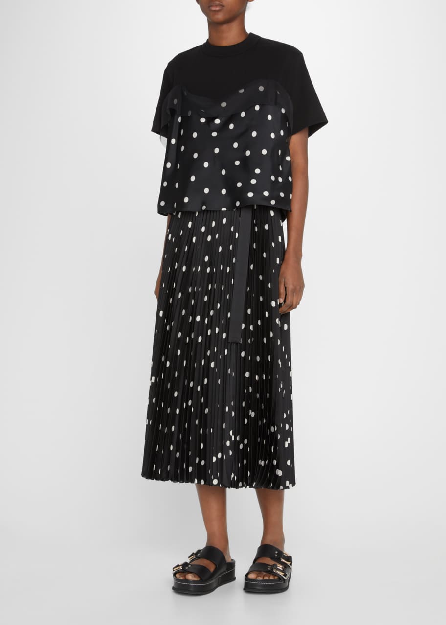 SACAI Mixed-Media Polka Dot Overlay T-Shirt - Bergdorf Goodman