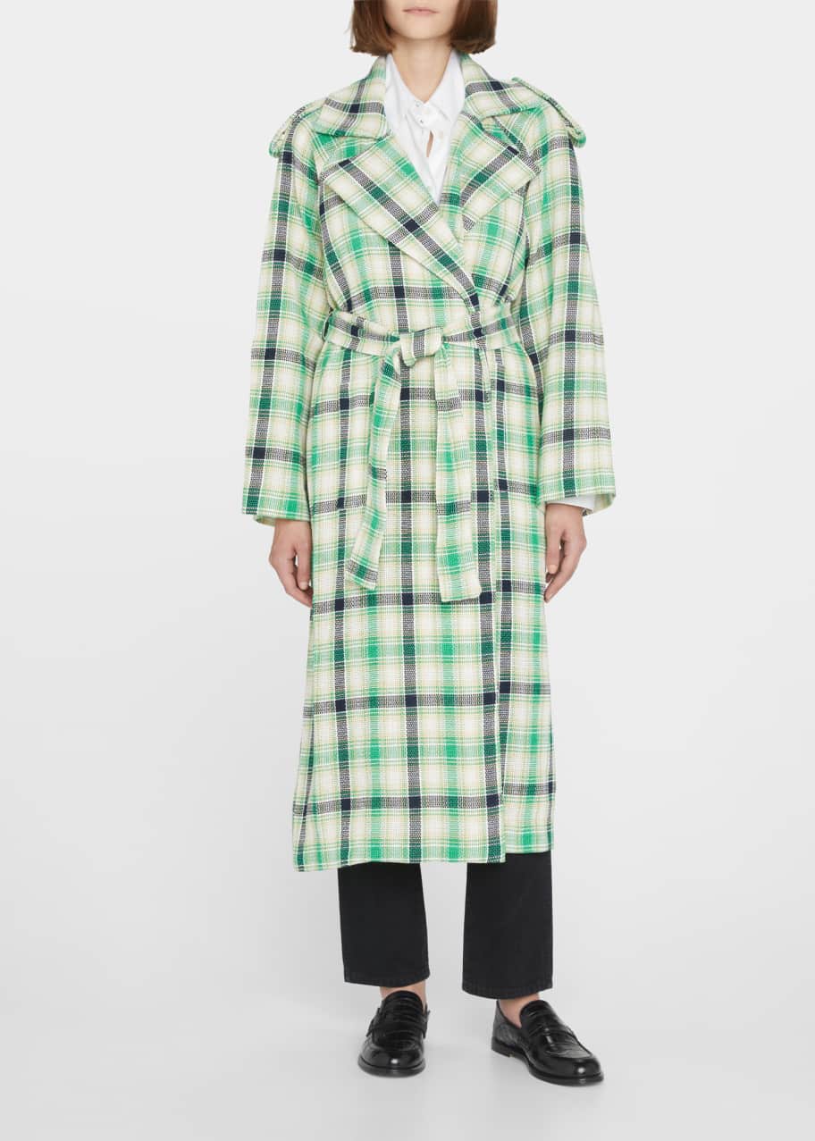 Annabelle Plaid Belted Trench Coat