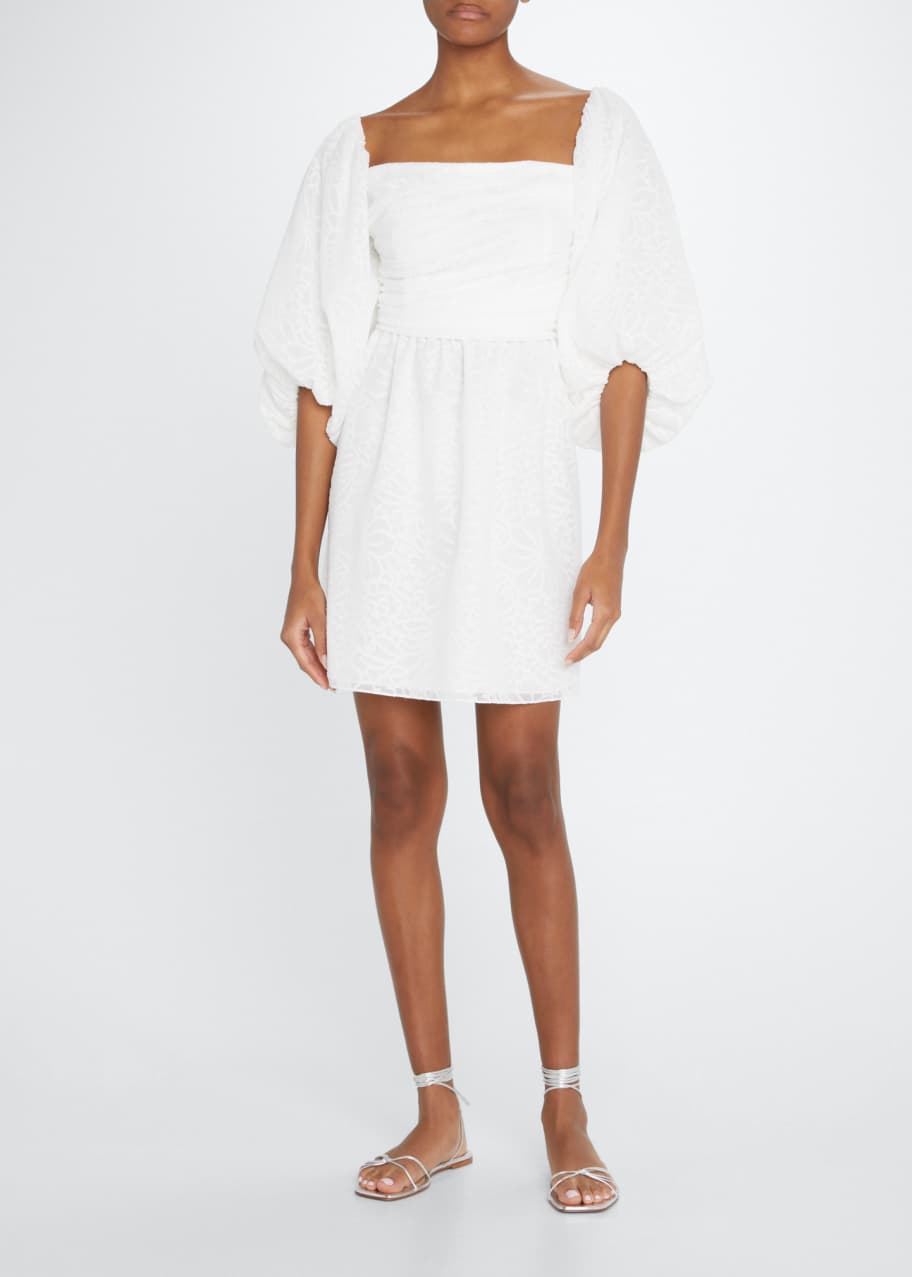 Tanya Taylor Josette Floral Puffed-Sleeve A-Line Mini Dress - Bergdorf ...