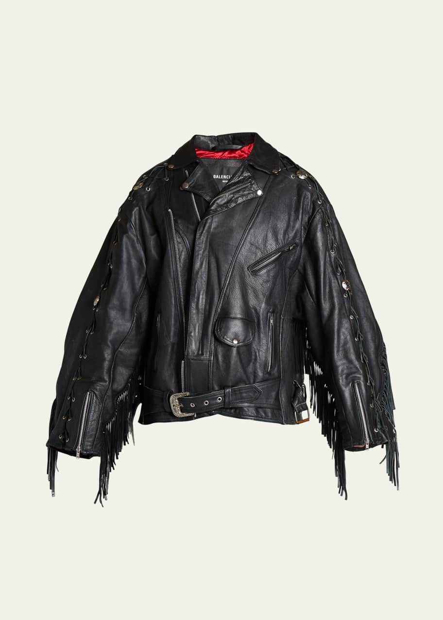 Men s Upcycled Leather Biker Jacket