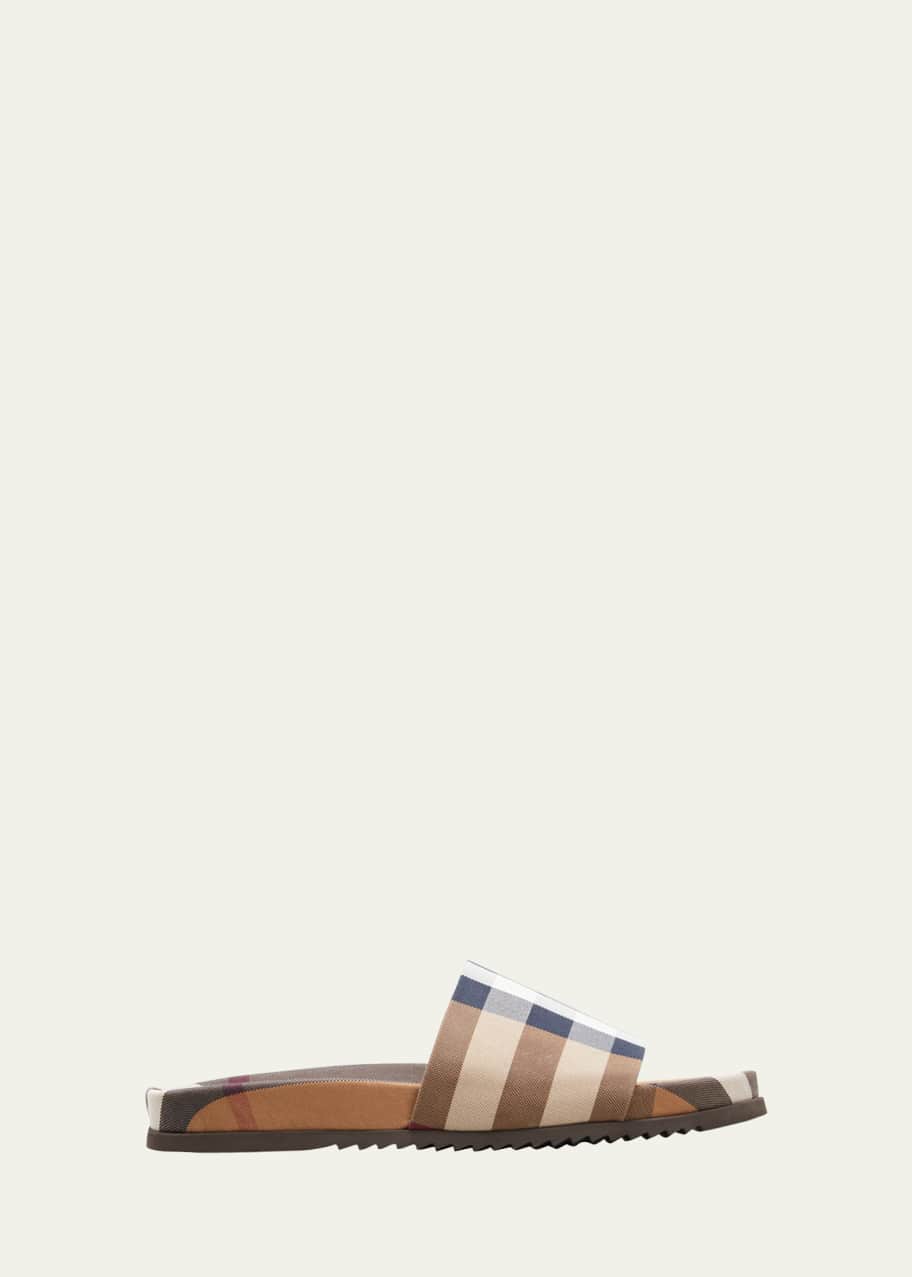 Burberry Men s Melroy Check Slide Sandals Bergdorf Goodman