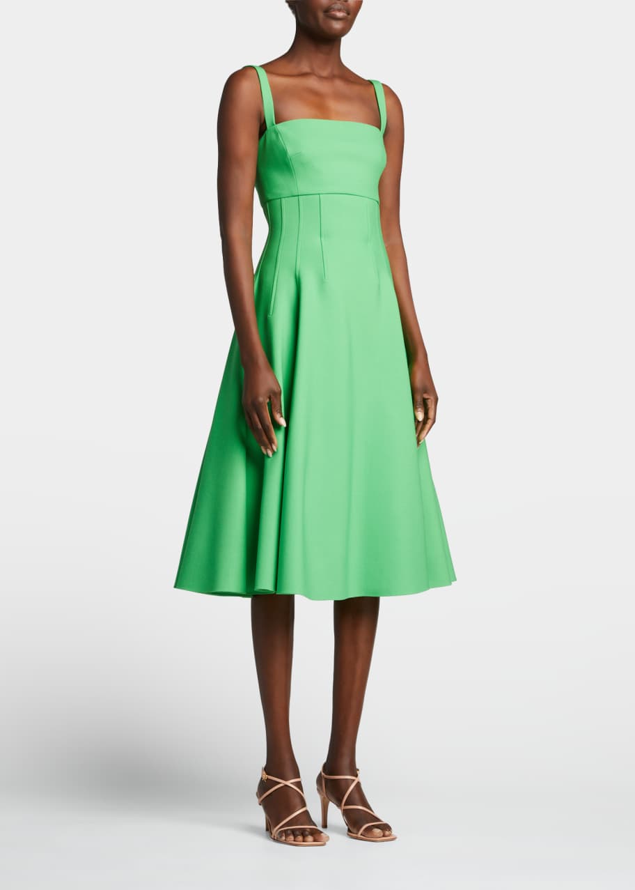 Oscar de la Renta Square-Neck Wool Midi Dress - Bergdorf Goodman