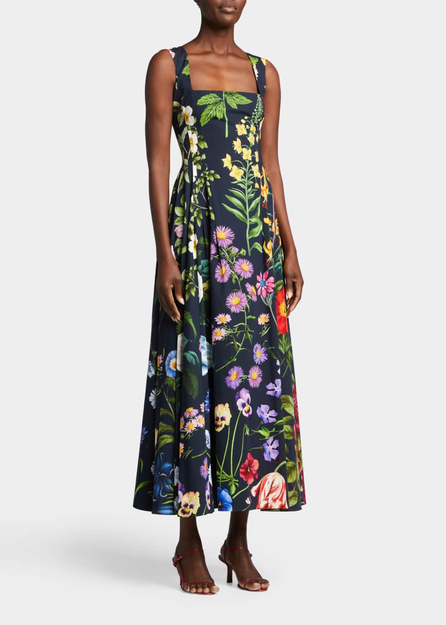 Oscar de la Renta Floral OpenBack Dress Bergdorf Goodman