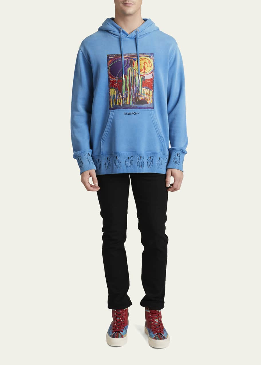 Amiri Men's Paint-Drip Embroidered Logo Hoodie - Bergdorf Goodman