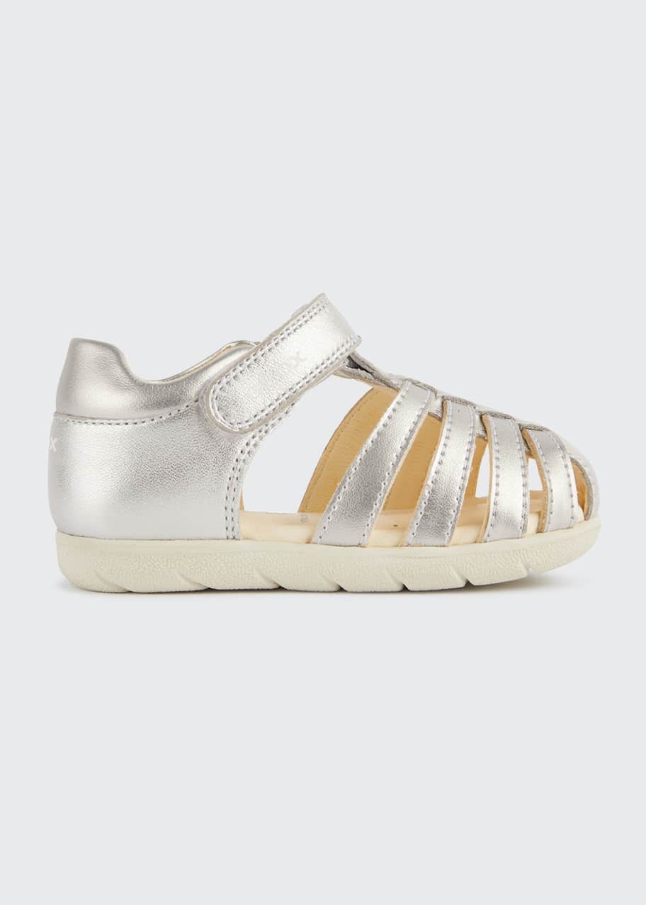 Geox Girl's Alul Metallic Caged Flat Sandals, Babys Bergdorf Goodman