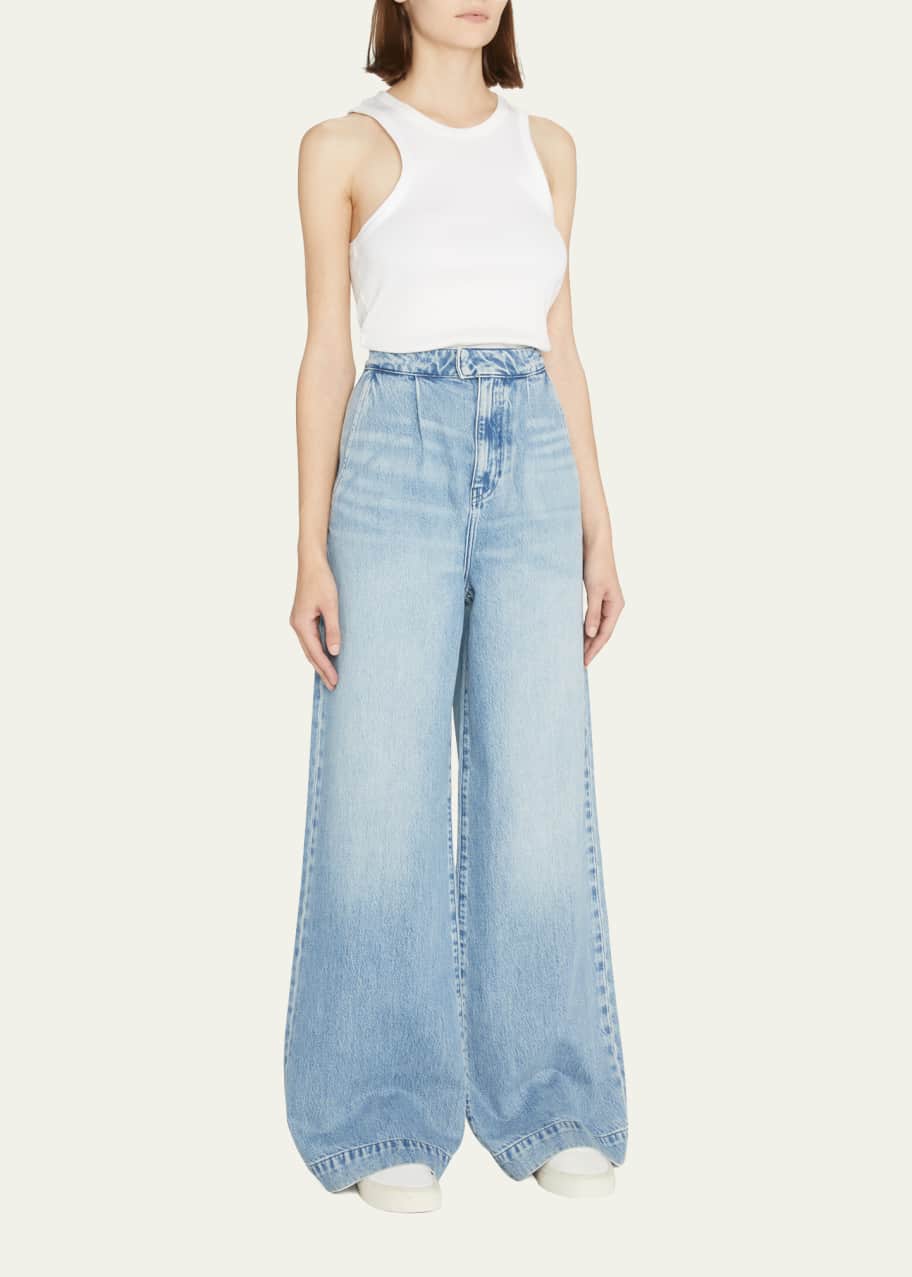 Pleated denim trousers new arrivals